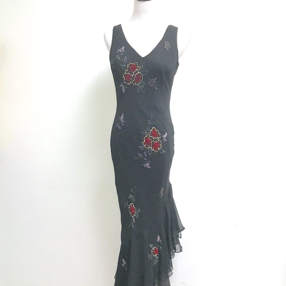 Sue Wong beaded silk long maxi evening dress floral embellished 8 party - Picture 3 of 10